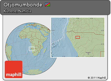 Savanna Style Location Map of Otjomumbonde, hill shading