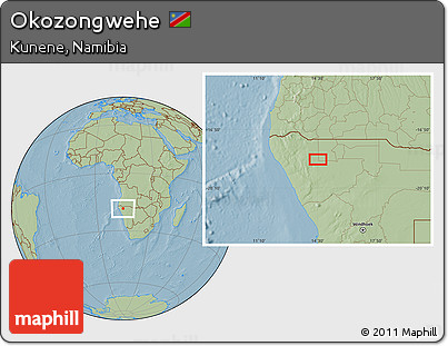 Savanna Style Location Map of Okozongwehe, hill shading