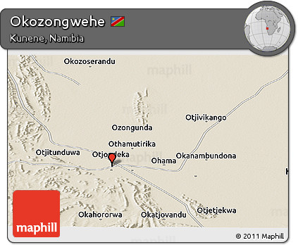 Shaded Relief Panoramic Map of Okozongwehe