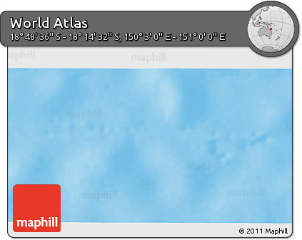 Physical 3D Map of the Area around 18° 31' 34" S, 150° 31' 30" E