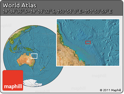 Satellite Location Map of the Area around 18° 31' 34" S, 151° 22' 30" E