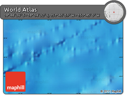 Shaded Relief Map of the Area around 18° 31' 34" S, 151° 13' 29" W