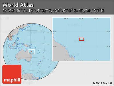 Gray Location Map of the Area around 18° 31' 34" S, 152° 13' 29" E