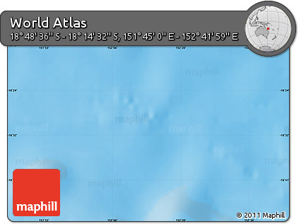 Physical Map of the Area around 18° 31' 34" S, 152° 13' 29" E