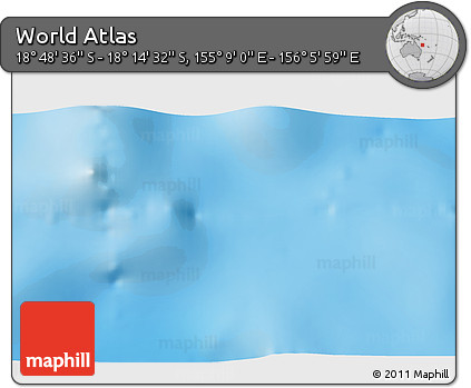 Shaded Relief 3D Map of the Area around 18° 31' 34" S, 155° 37' 30" E