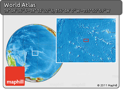 Physical Location Map of the Area around 18° 31' 34" S, 156° 19' 29" W