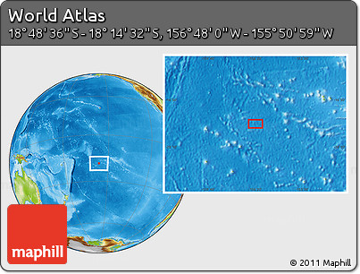 Physical Location Map of the Area around 18° 31' 34" S, 156° 19' 29" W