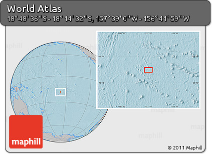 Gray Location Map of the Area around 18° 31' 34" S, 157° 10' 30" W, hill shading