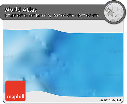 Shaded Relief 3D Map of the Area around 18° 31' 34" S, 159° 1' 30" E