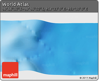 Shaded Relief 3D Map of the Area around 18° 31' 34" S, 159° 1' 30" E