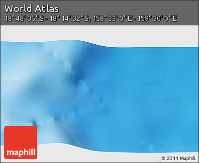 Shaded Relief 3D Map of the Area around 18° 31' 34" S, 159° 1' 30" E