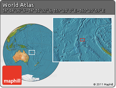 Satellite Location Map of the Area around 18° 31' 34" S, 159° 52' 30" E