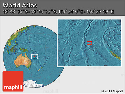 Satellite Location Map of the Area around 18° 31' 34" S, 159° 52' 30" E