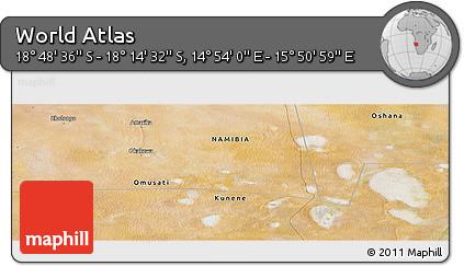 Satellite Panoramic Map of the Area around 18° 31' 34" S, 15° 22' 30" E