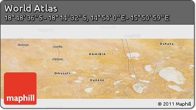 Satellite Panoramic Map of the Area around 18° 31' 34" S, 15° 22' 30" E