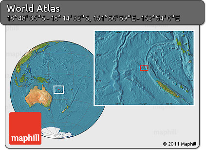 Satellite Location Map of the Area around 18° 31' 34" S, 162° 25' 30" E