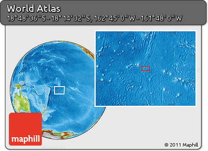 Physical Location Map of the Area around 18° 31' 34" S, 162° 16' 30" W