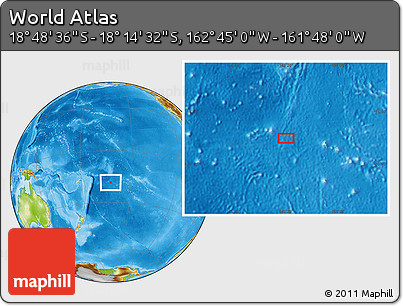 Physical Location Map of the Area around 18° 31' 34" S, 162° 16' 30" W