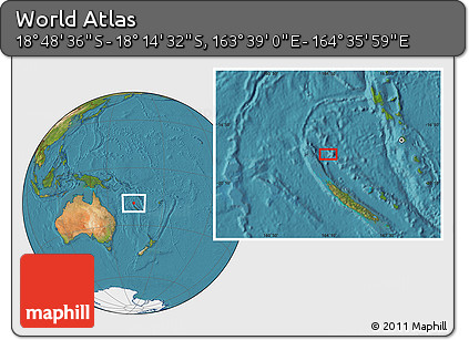 Satellite Location Map of the Area around 18° 31' 34" S, 164° 7' 30" E