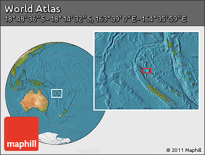 Satellite Location Map of the Area around 18° 31' 34" S, 164° 7' 30" E