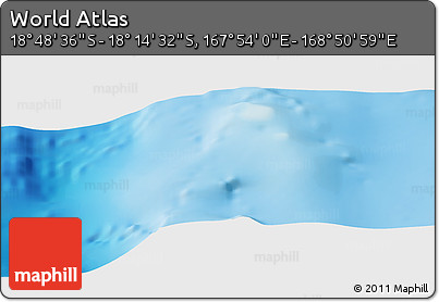 Physical Panoramic Map of the Area around 18° 31' 34" S, 168° 22' 30" E