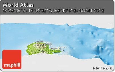 Physical Panoramic Map of the Area around 18° 31' 34" S, 169° 13' 29" E