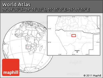 Blank Location Map of the Area around 18° 31' 34" S, 16° 13' 30" E