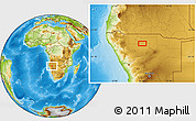 Physical Location Map of the area around 18° 31' 34" S, 16° 13' 30" E