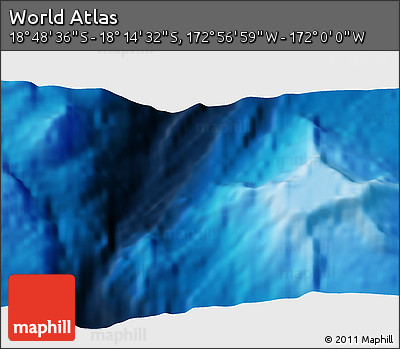Physical 3D Map of the Area around 18° 31' 34" S, 172° 28' 29" W