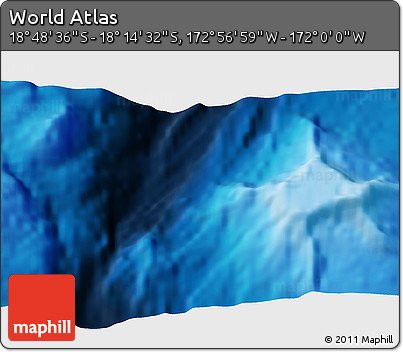 Physical 3D Map of the Area around 18° 31' 34" S, 172° 28' 29" W
