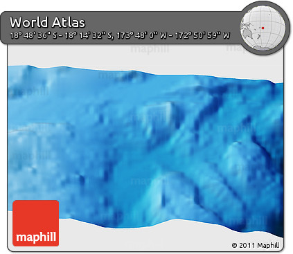 Physical 3D Map of the Area around 18° 31' 34" S, 173° 19' 29" W