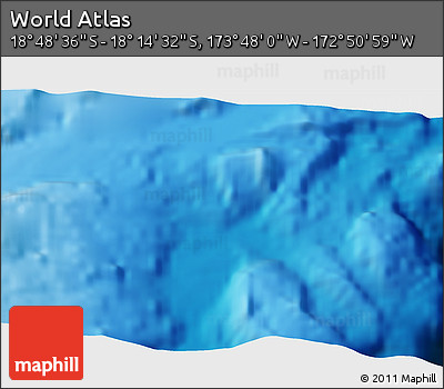 Physical 3D Map of the Area around 18° 31' 34" S, 173° 19' 29" W