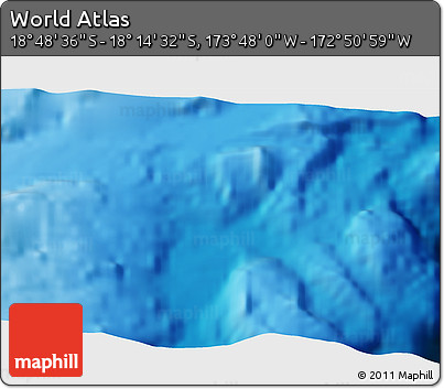 Physical 3D Map of the Area around 18° 31' 34" S, 173° 19' 29" W