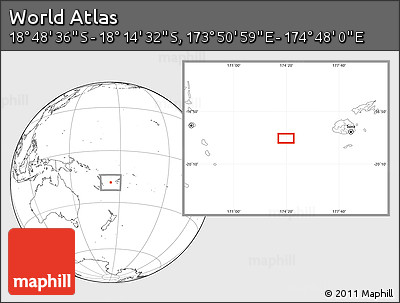 Blank Location Map of the Area around 18° 31' 34" S, 174° 19' 29" E