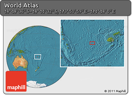 Satellite Location Map of the Area around 18° 31' 34" S, 174° 19' 29" E