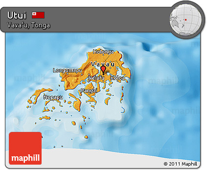 Political 3D Map of Utui