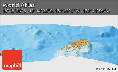 Political Panoramic Map of the Area around 18° 31' 34" S, 174° 10' 30" W