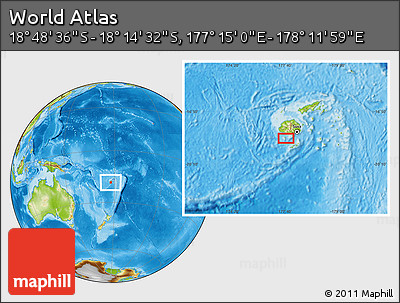 Physical Location Map of the Area around 18° 31' 34" S, 177° 43' 29" E