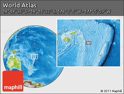 Physical Location Map of the Area around 18° 31' 34" S, 177° 34' 29" W