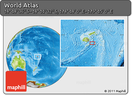 Physical Location Map of the Area around 18° 31' 34" S, 179° 16' 30" E