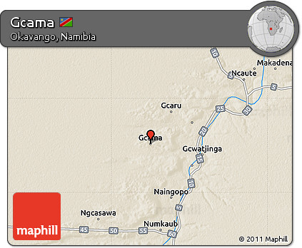 Shaded Relief Map of Gcama