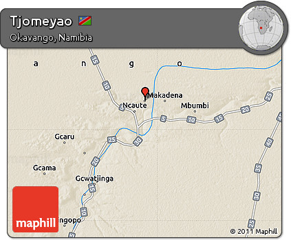 Shaded Relief Map of Tjomeyao