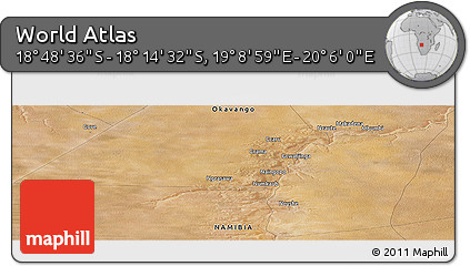 Satellite Panoramic Map of the Area around 18° 31' 34" S, 19° 37' 30" E