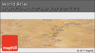 Satellite Panoramic Map of the Area around 18° 31' 34" S, 19° 37' 30" E