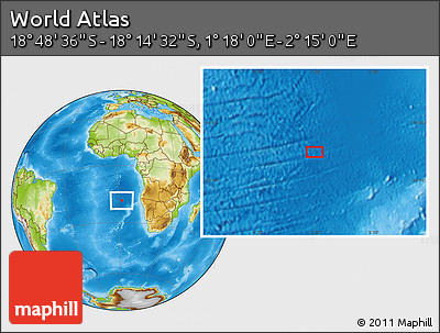 Physical Location Map of the Area around 18° 31' 34" S, 1° 46' 29" E