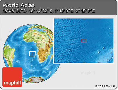 Physical Location Map of the Area around 18° 31' 34" S, 1° 46' 29" E