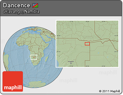 Savanna Style Location Map of Dancence, hill shading