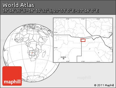 Blank Location Map of the Area around 18° 31' 34" S, 21° 19' 30" E
