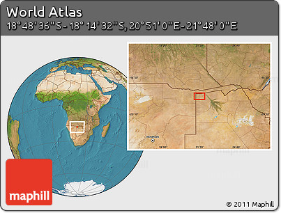 Satellite Location Map of the Area around 18° 31' 34" S, 21° 19' 30" E