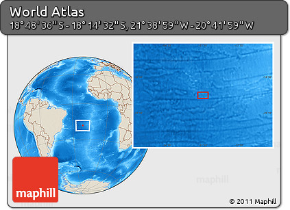 Shaded Relief Location Map of the Area around 18° 31' 34" S, 21° 10' 29" W